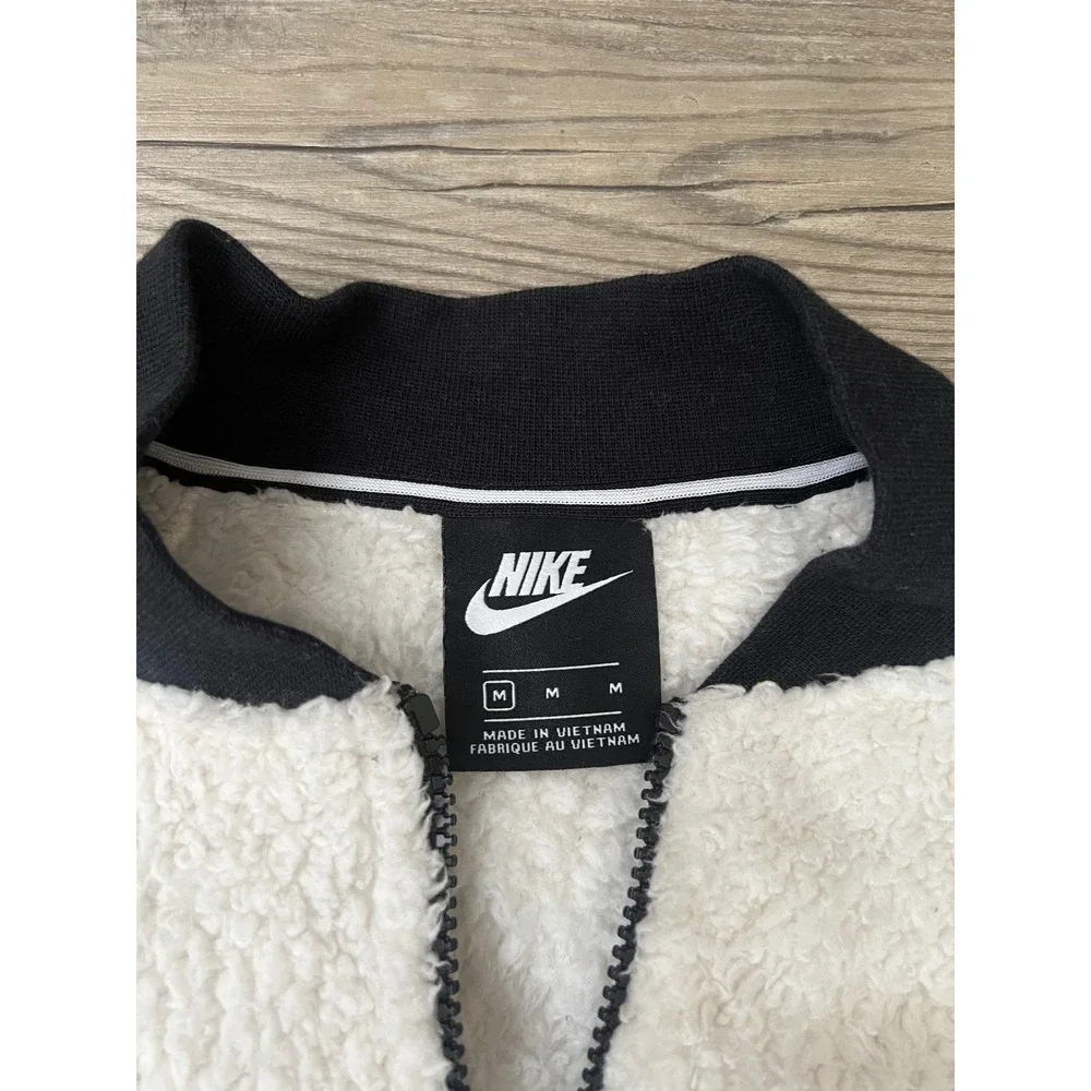 Nike Sportswear Womens Sherpa Full Zip Bomber Jacket Black Size Medium